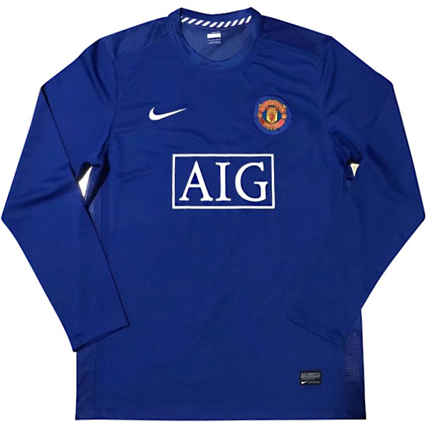 Camiseta Manchester United Replica Segunda Ropa ML Retro 2007 2008 Azul